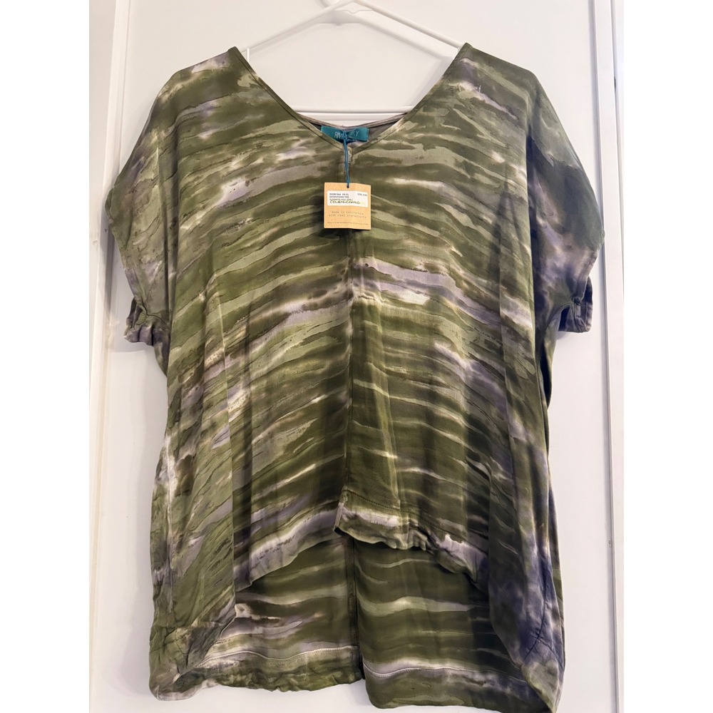 River + Sky Downtown Tee Summerland Court Camo V-Neck High-Low Top OS XS-XL